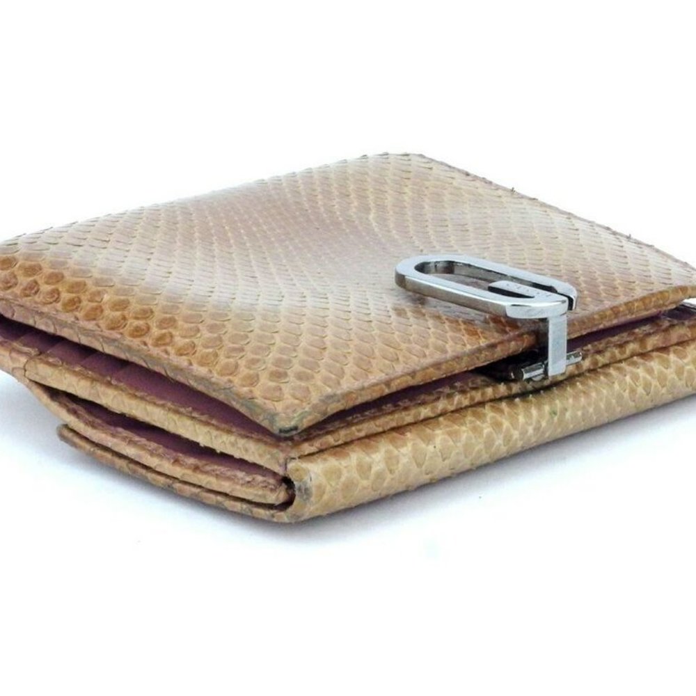 Auth Gucci W Hook Purse Python Beige Python Leath… - image 2